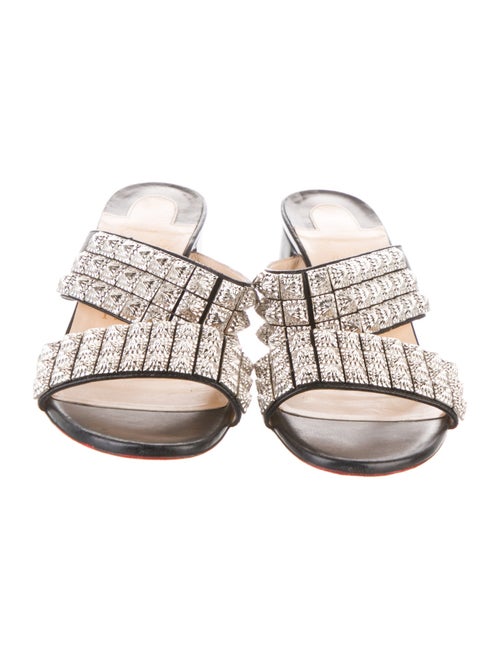 Christian Louboutin Leather Studded Accents Slides