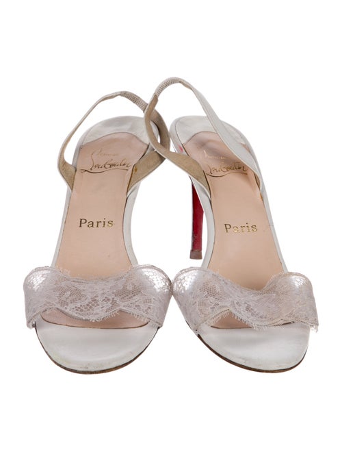 Christian Louboutin Leather Lace Trim Embellishment Slingback Sandals