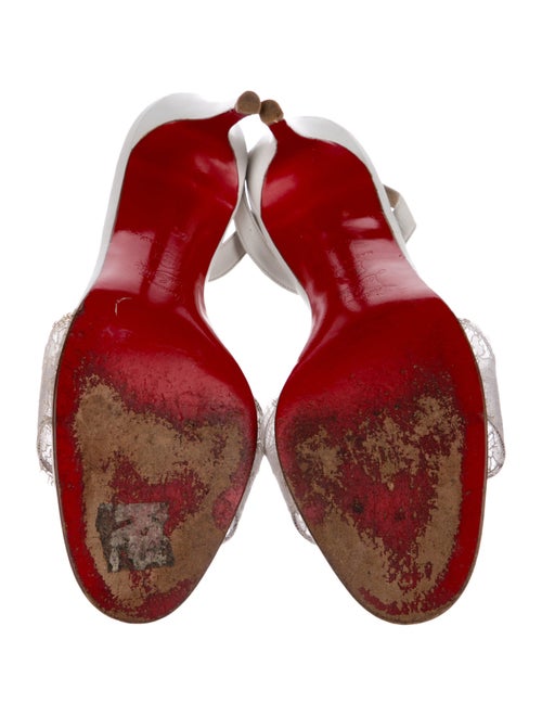 Christian Louboutin Leather Lace Trim Embellishment Slingback Sandals