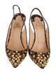 Christian Louboutin Spike Accents Animal Print Slingback Pumps