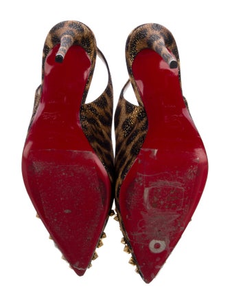 Christian Louboutin Spike Accents Animal Print Slingback Pumps