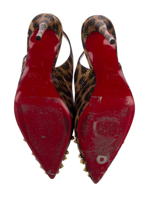 Christian Louboutin Spike Accents Animal Print Slingback Pumps