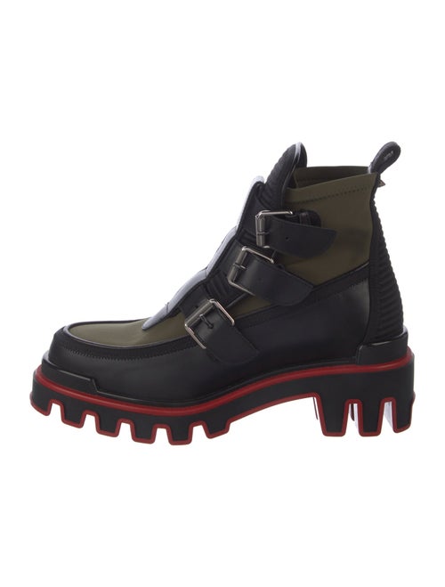 Christian Louboutin Leather Colorblock Pattern Combat Boots