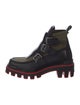 Christian Louboutin Leather Colorblock Pattern Combat Boots