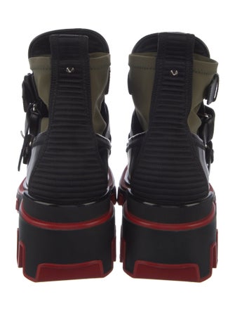 Christian Louboutin Leather Colorblock Pattern Combat Boots