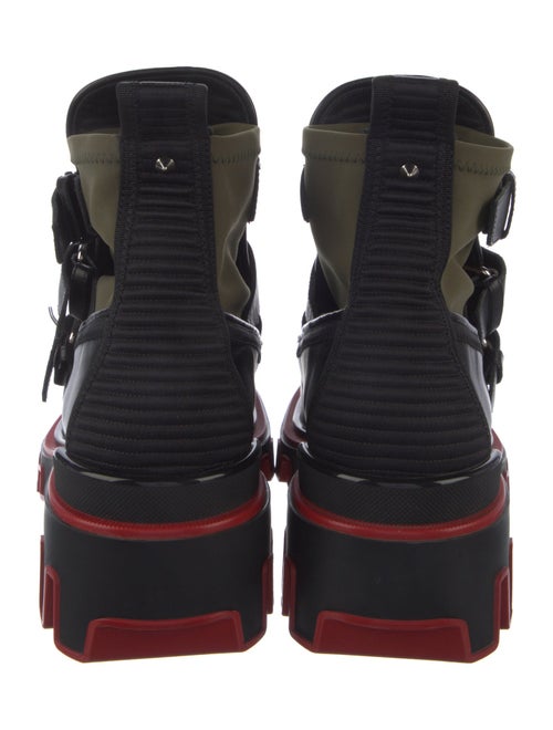 Christian Louboutin Leather Colorblock Pattern Combat Boots