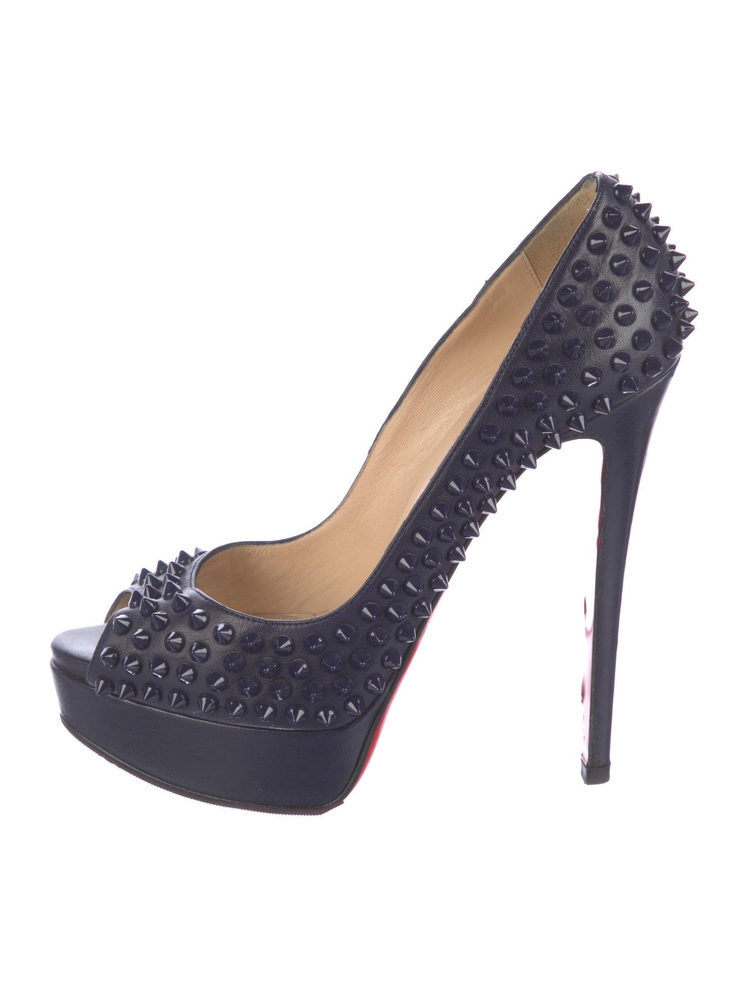 Christian Louboutin Lady Peep Spike Accents Pumps
