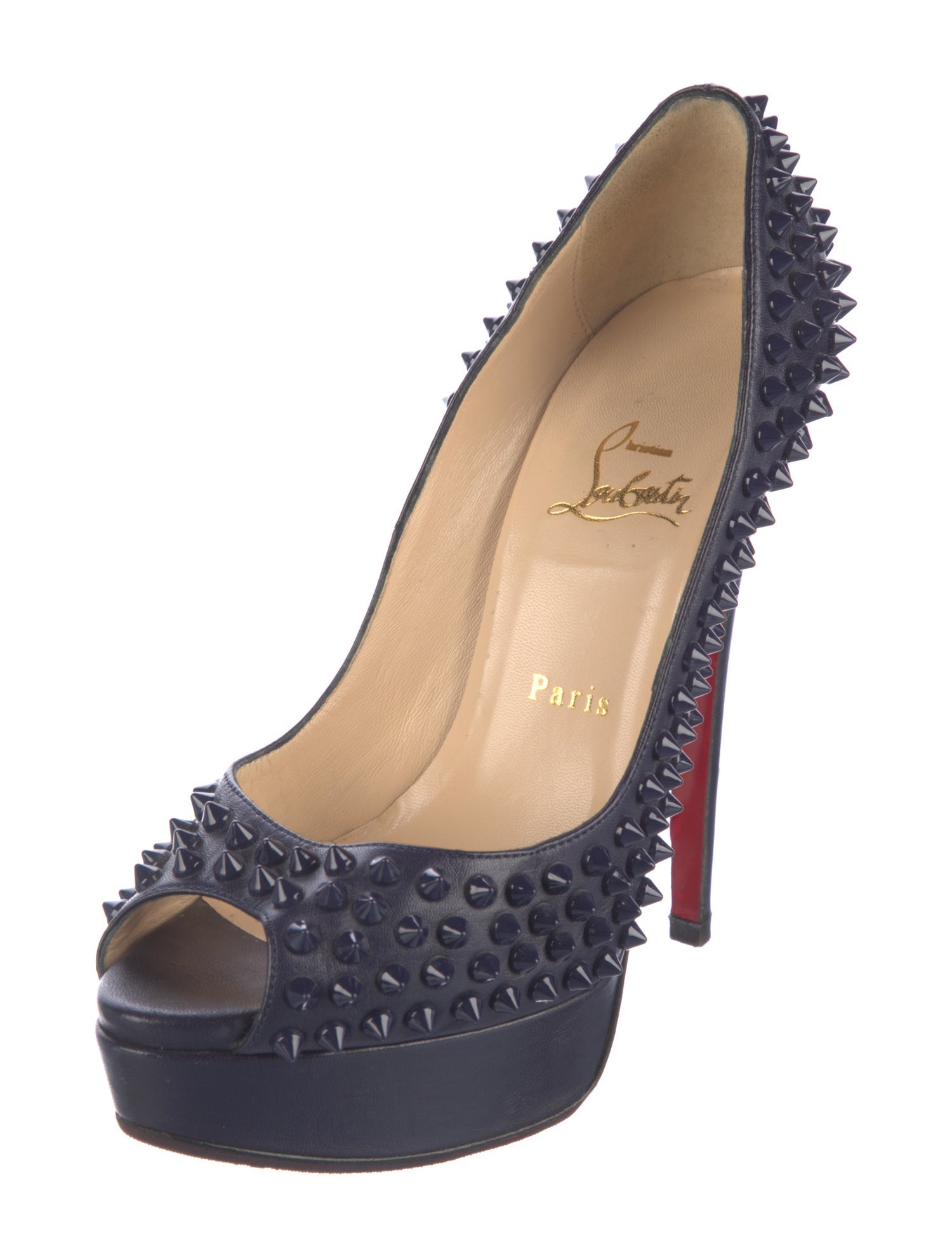 Christian Louboutin Lady Peep Spike Accents Pumps