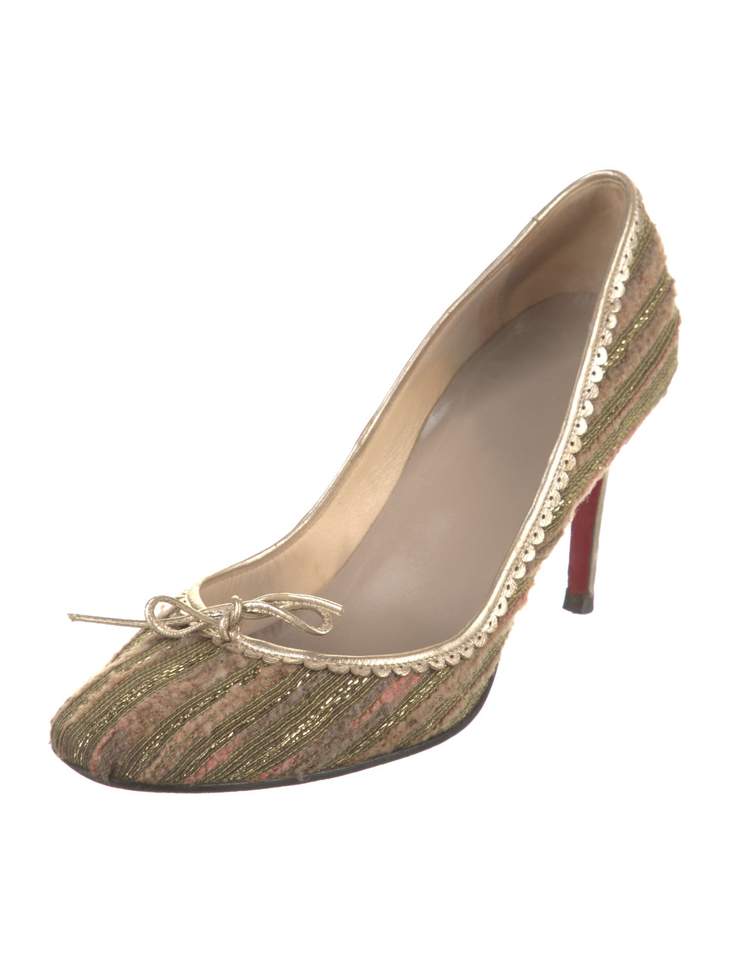 Christian Louboutin Printed Bow Accents Pumps