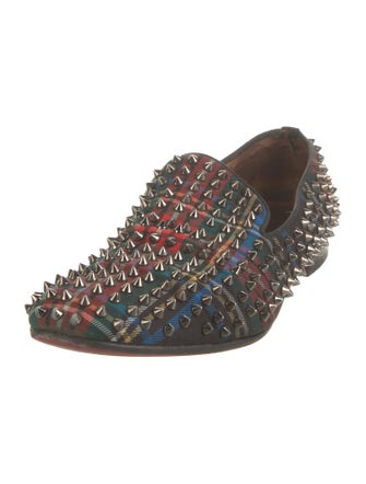 Christian Louboutin Spike Accents Printed Loafers