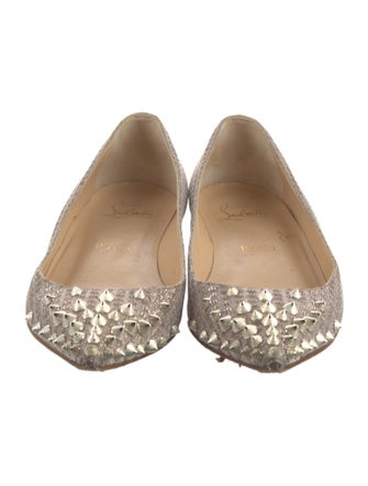 Christian Louboutin Spike Accents Glitter Ballet Flats