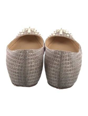 Christian Louboutin Spike Accents Glitter Ballet Flats