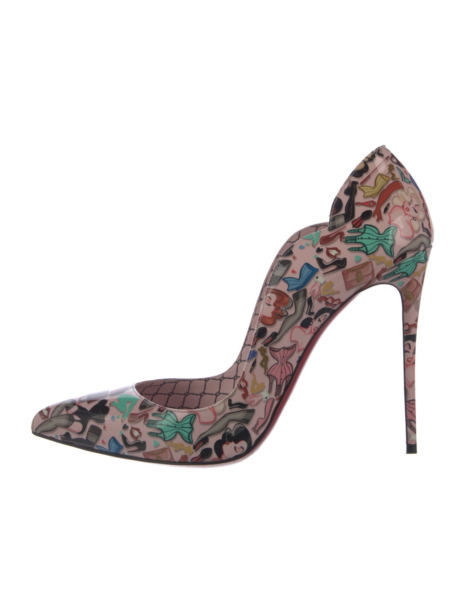 Christian Louboutin Patent Leather Floral Print Pumps