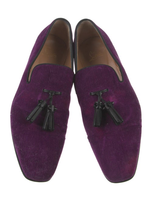 Christian Louboutin Spike Accents Velvet Loafers