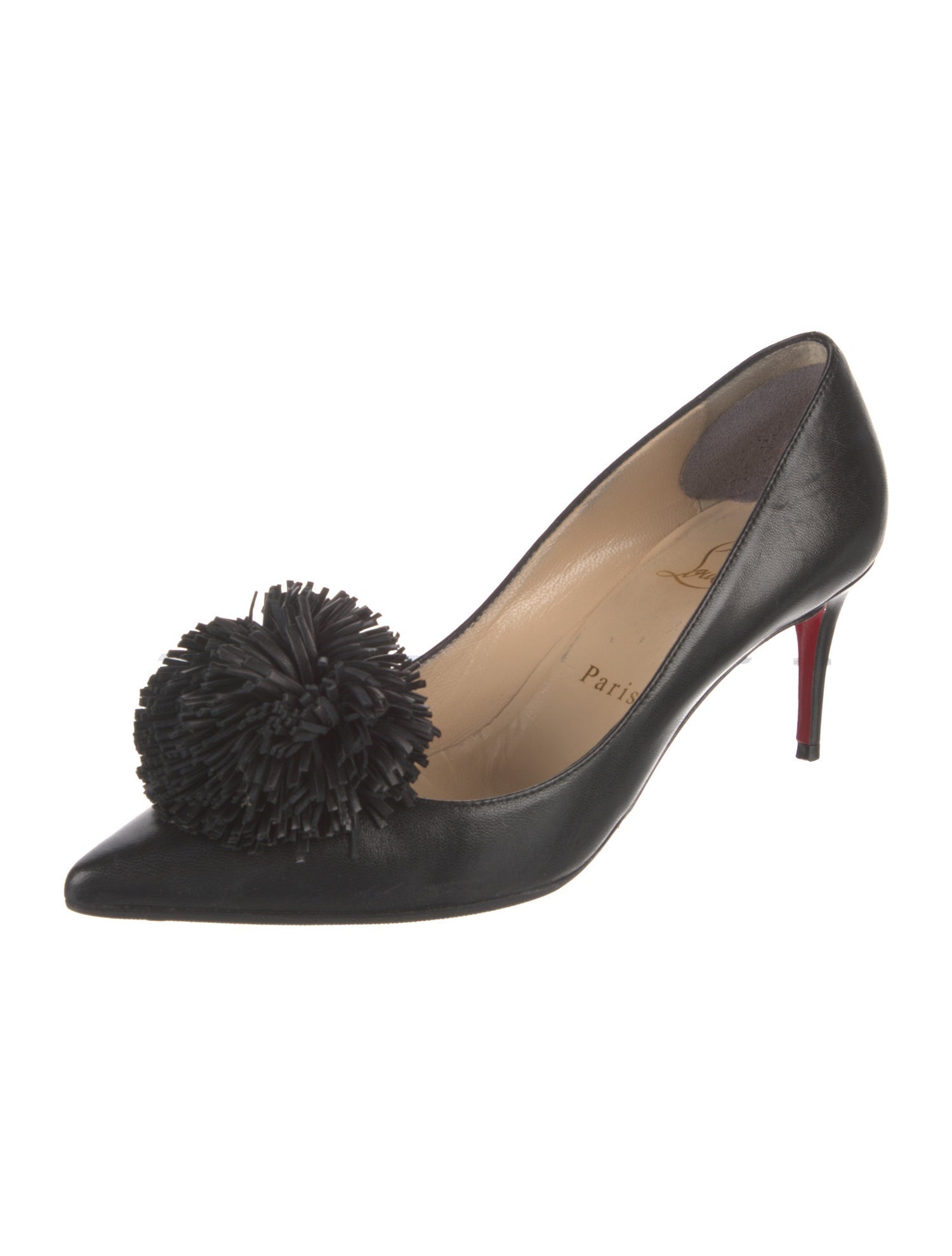 Christian Louboutin Leather Pom-Pom Embellishments Pumps