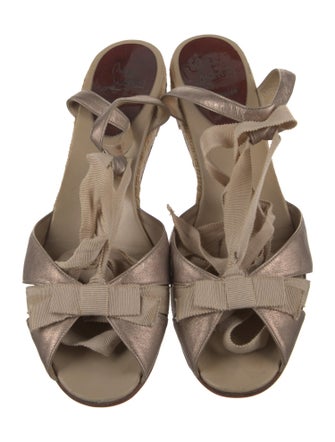 Christian Louboutin Leather Bow Accents Mules