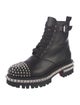 Christian Louboutin Spike Accents Leather Combat Boots