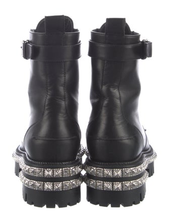 Christian Louboutin Spike Accents Leather Combat Boots