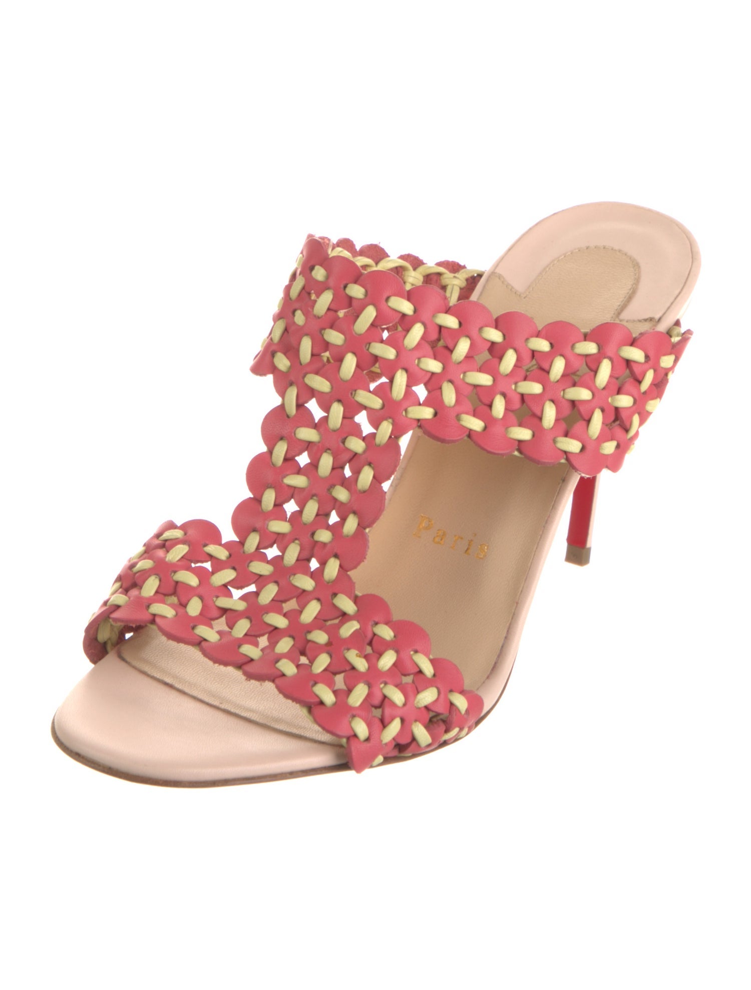 Christian Louboutin Leather Colorblock Pattern Slides