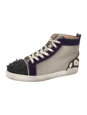 Christian Louboutin Spike Accents Canvas Sneakers