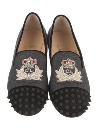 Christian Louboutin Spike Accents Wool Loafers
