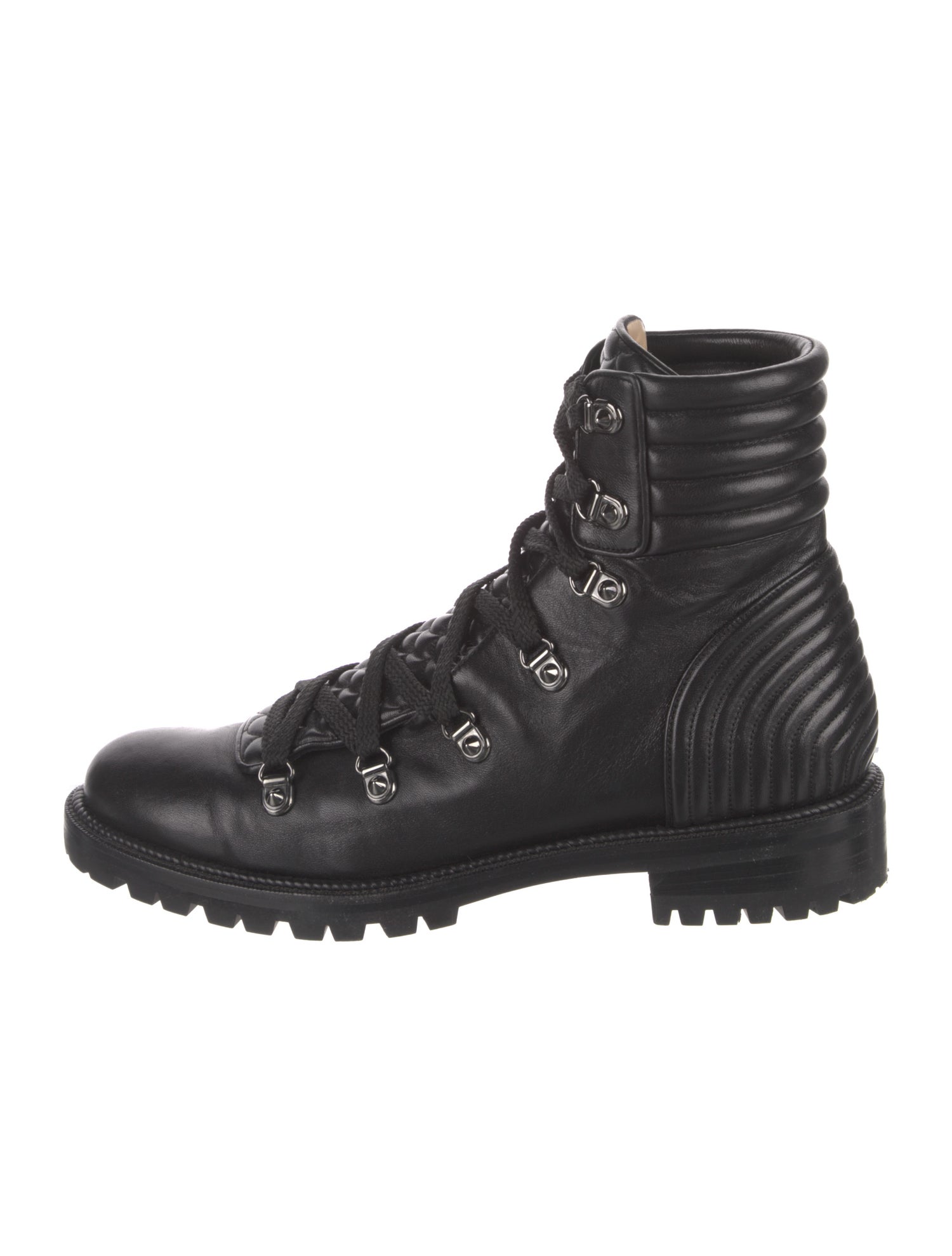 Christian Louboutin Spike Accents Leather Combat Boots
