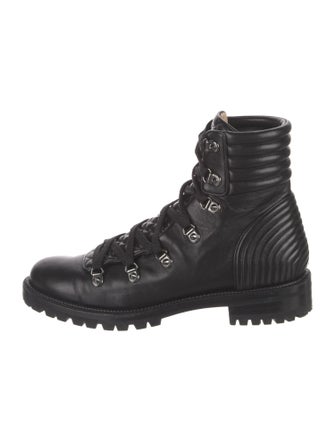 Christian Louboutin Spike Accents Leather Combat Boots