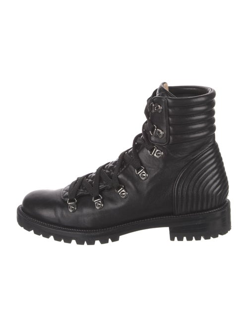 Christian Louboutin Spike Accents Leather Combat Boots