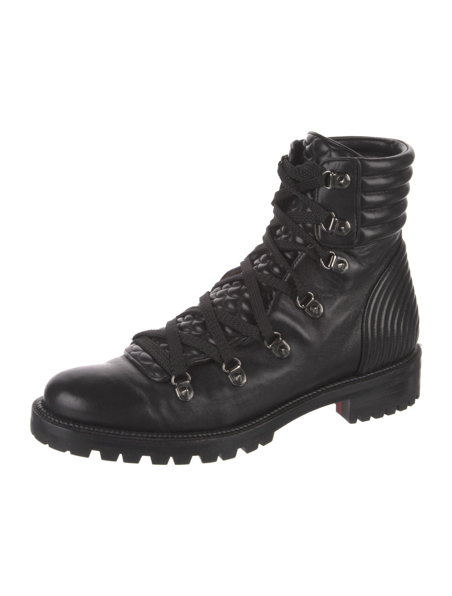 Christian Louboutin Spike Accents Leather Combat Boots