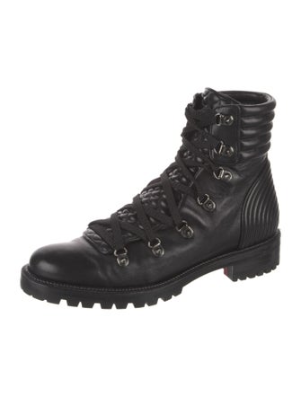 Christian Louboutin Spike Accents Leather Combat Boots
