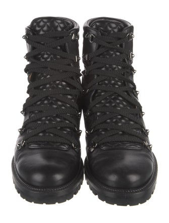 Christian Louboutin Spike Accents Leather Combat Boots