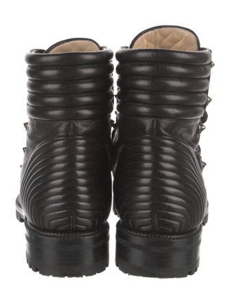 Christian Louboutin Spike Accents Leather Combat Boots