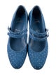Christian Louboutin Denim Crystal Embellishments Mary Jane Flats