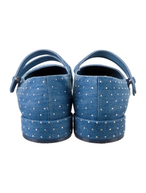 Christian Louboutin Denim Crystal Embellishments Mary Jane Flats