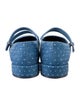 Christian Louboutin Denim Crystal Embellishments Mary Jane Flats