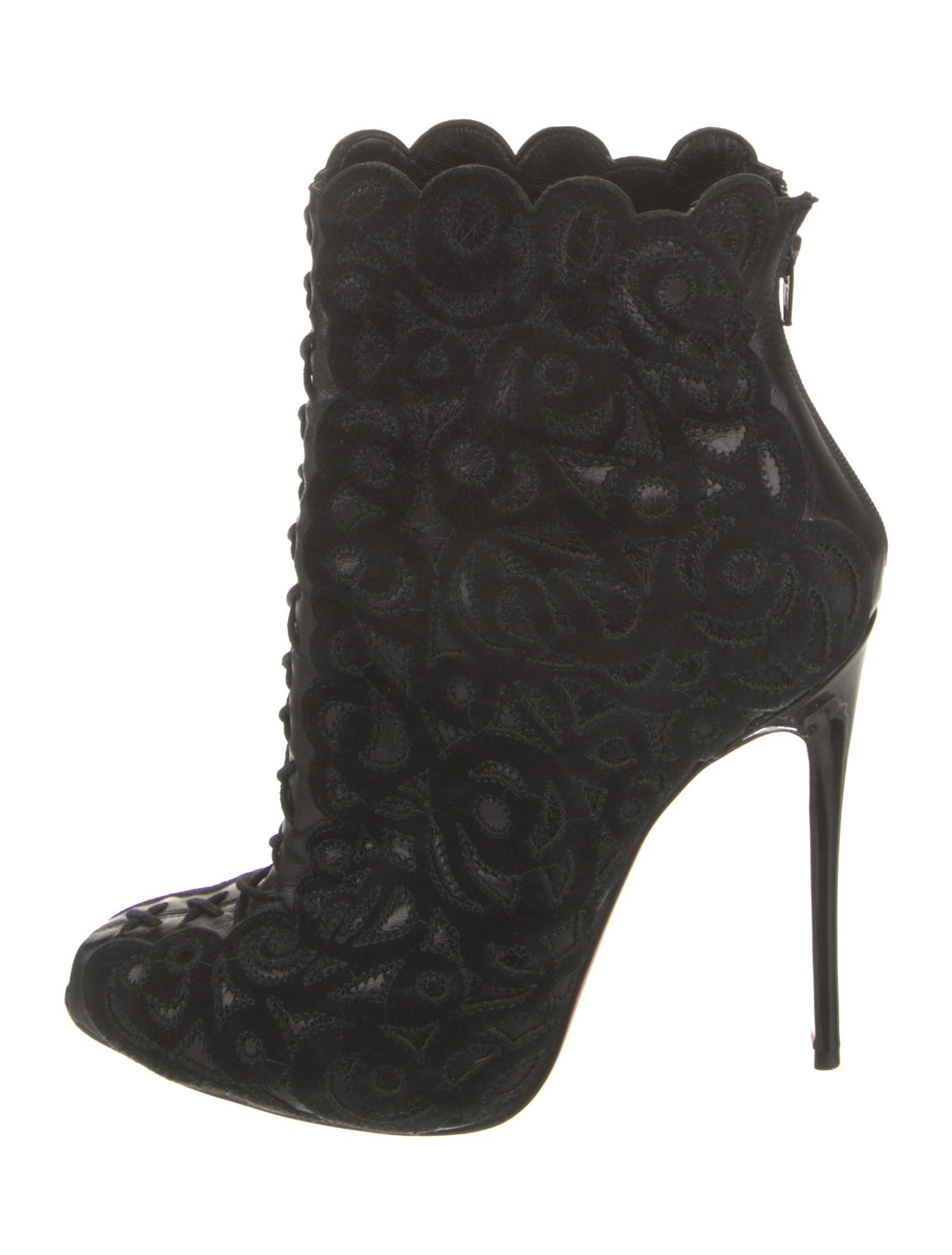 Christian Louboutin Suede Scalloped Accent Pumps