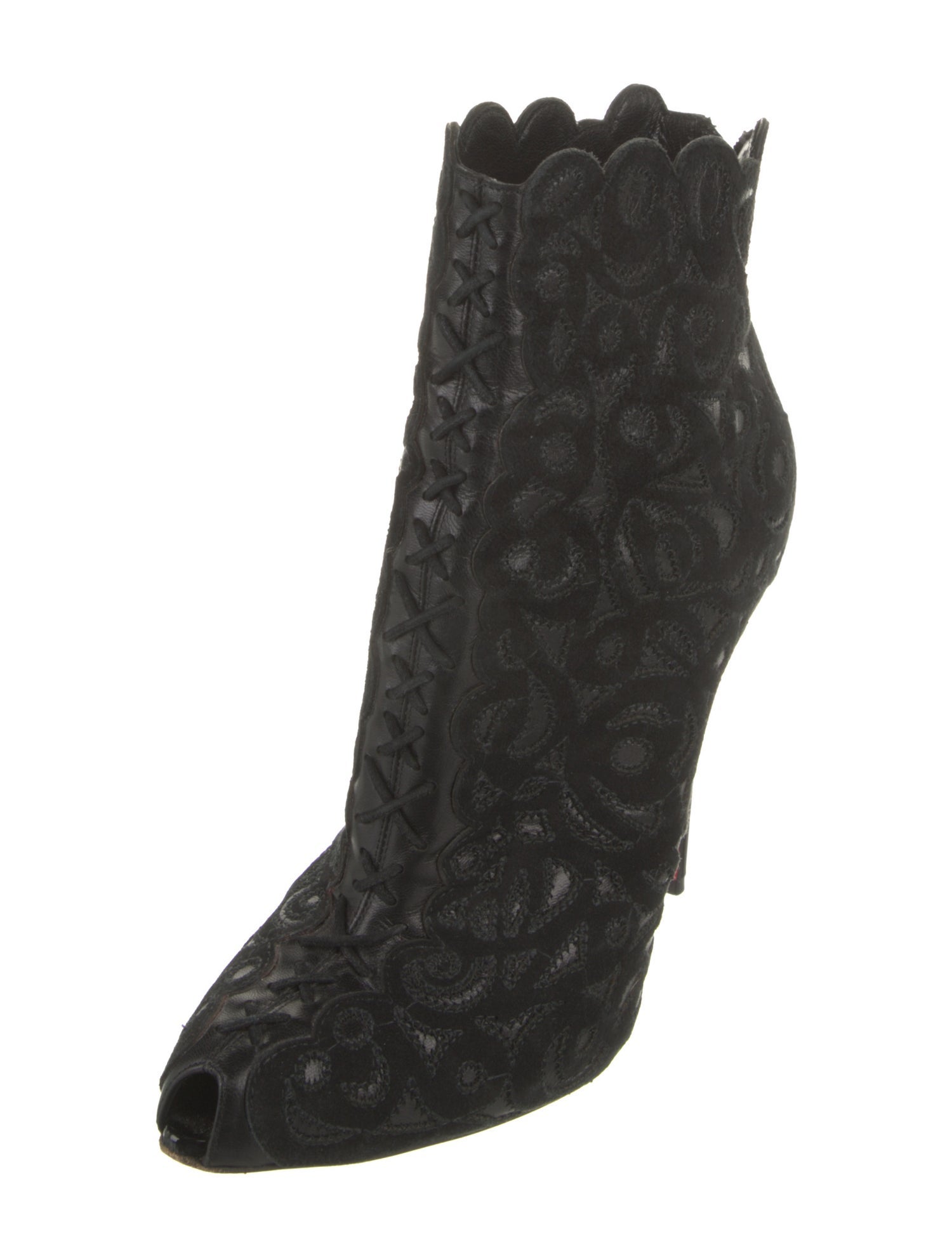 Christian Louboutin Suede Scalloped Accent Pumps