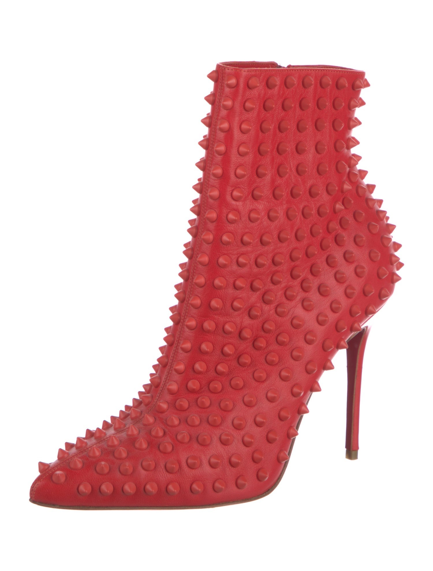 Christian Louboutin Spike Accents Leather Lace-Up Boots