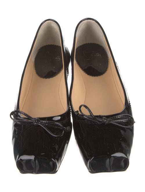 Christian Louboutin Patent Leather Bow Accents Ballet Flats
