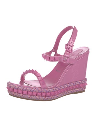 Christian Louboutin Patent Leather Studded Accents Espadrilles