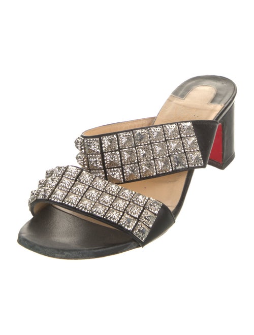 Christian Louboutin Leather Studded Accents Slides