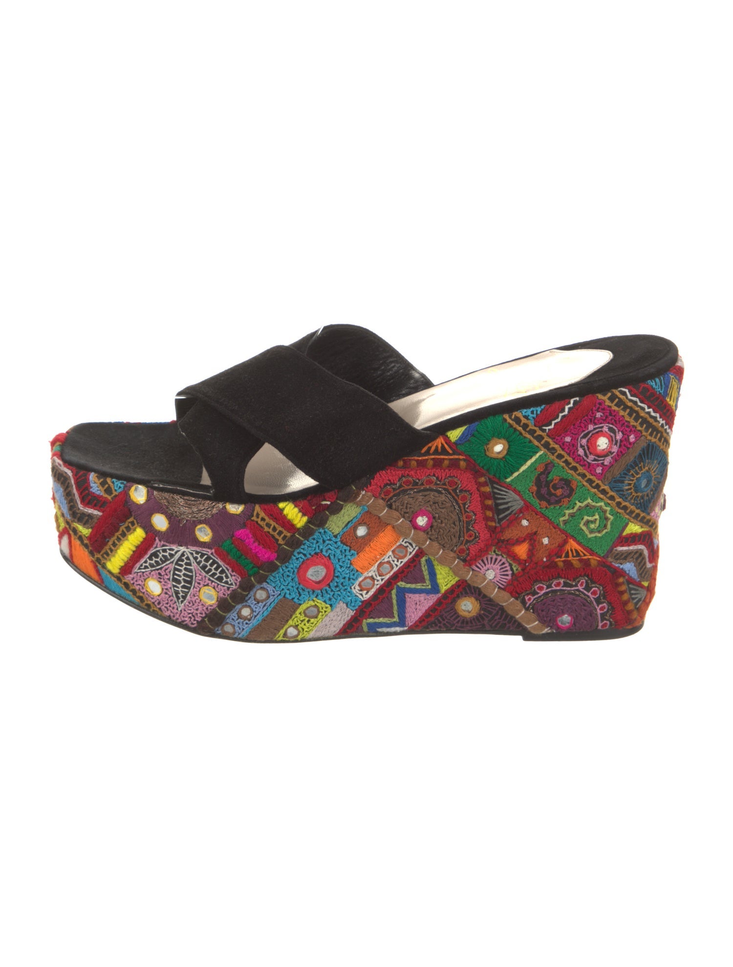 Christian Louboutin Suede Printed Slides