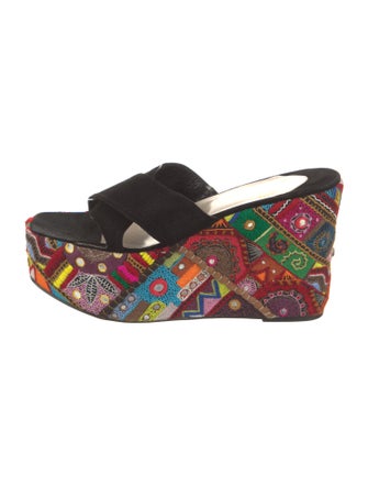 Christian Louboutin Suede Printed Slides