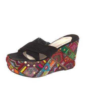 Christian Louboutin Suede Printed Slides