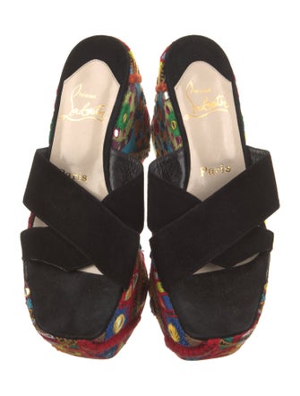 Christian Louboutin Suede Printed Slides