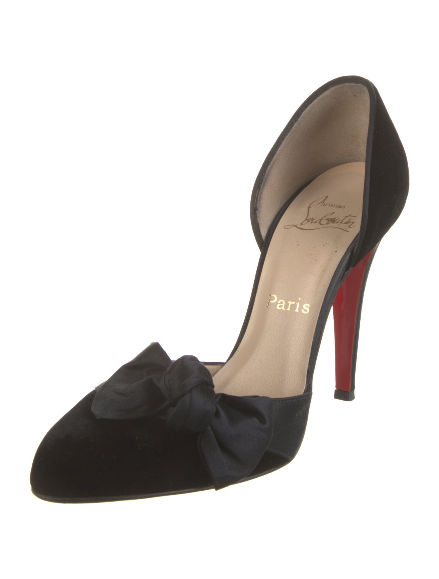 Christian Louboutin Velvet Bow Accents D'Orsay Pumps