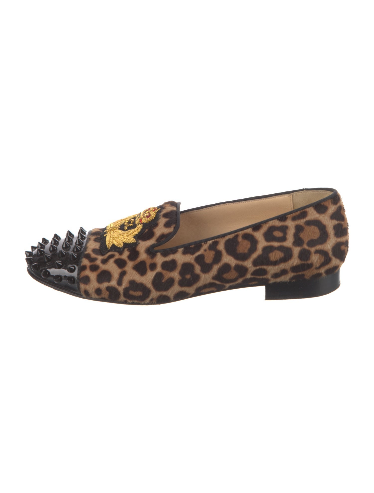 Christian Louboutin Spike Accents Ponyhair Loafers