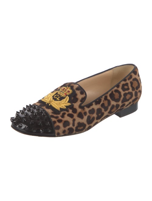 Christian Louboutin Spike Accents Ponyhair Loafers
