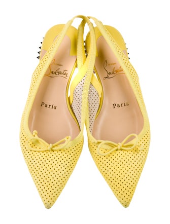Christian Louboutin Spike Accents Suede Slingback Pumps