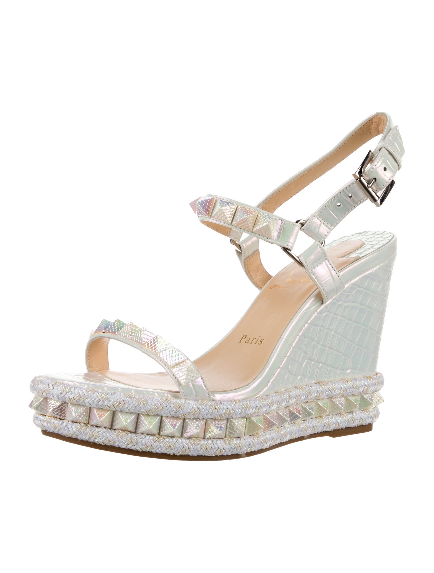 Christian Louboutin Spike Accents Leather Espadrilles